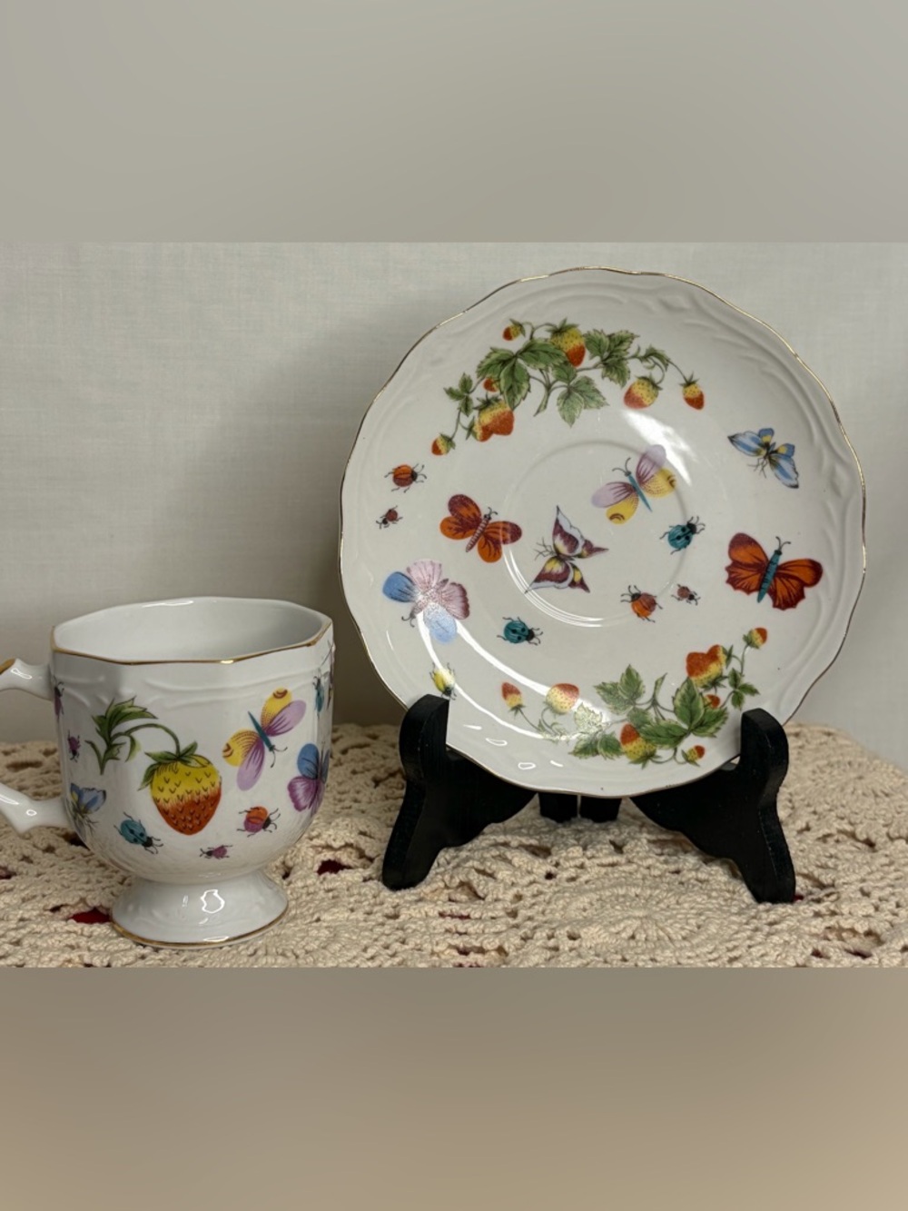 Lenwile Ardalt hand painted Teacup/ Saucer Set Vintage